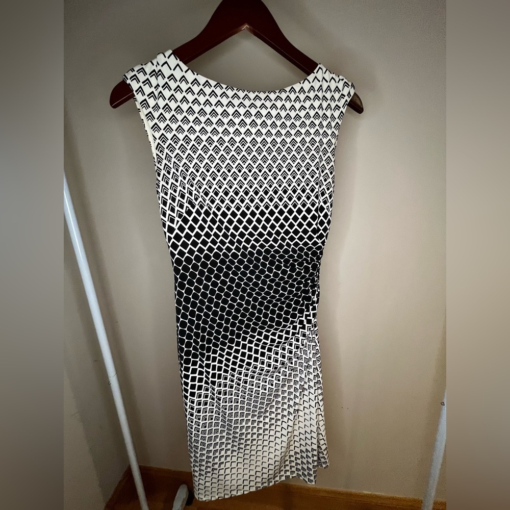Petite Ralph Lauren Black & White Geometric Dress